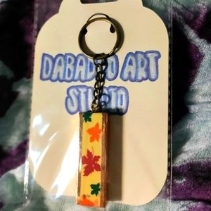 Handmade Red, orange, green and yellow Falling Leaves Keychain